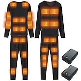 Men's Heated Thermals Underwear Set, Heated Tops and Pants with 2Pcs 16000mAh Batteries for Hunting, Dog-Walking, Shoveling