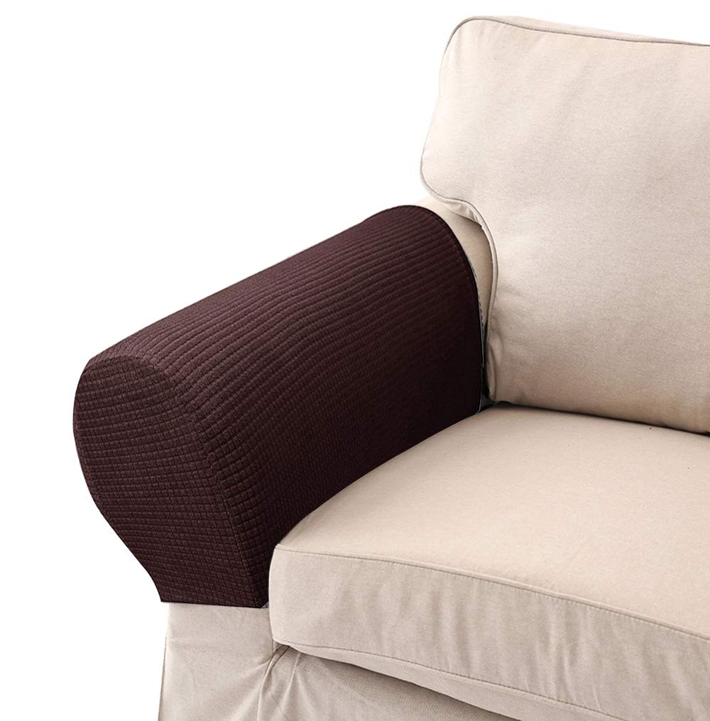 Golden Apple LERTREE 1 Pair Arm Slipcovers Elastic Armrest Protectors Removable Armrest Covers (Coffee) — image 1