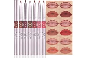 FeiCuiYun 6Pcs Retractable Lipliner Pencil Waterproof Makeup for Lip Liner and Eye Liner, Smooth and Creamy, Long Lasting Matte Finish, Vegan Beauty, Matte Velvet Pigmented Lip Liner (13#, 6Pcs)