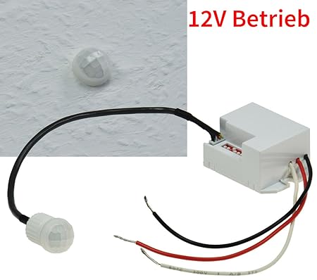 ChiliTec 22261 Einbau-Bewegungsmelder CT-PIR Mini, 12V DC, 1-60W, LED geeignet, weiß, 12 V