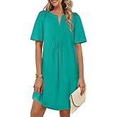 MEROKEETY Women's Summer Casual Shift Dresses Beach Vacation Short Sleeve V Neck Spring Mini Dress