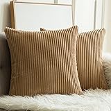 MIULEE Pack of 2, Corduroy Soft Soild Decorative Square Throw Pillow Covers Set Cushion Cases Pillowcases for Sofa Bedroom Car 18 x 18 Inch 45 x 45 cm