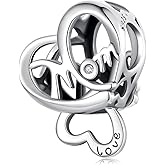 Double Love Heart Mom Charms 925 Sterling Silver Mother Beads Pendant Fits Pandora Bracelet Necklace for Women