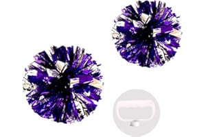 PUZINE 2pack/4pack 13" Cheerleading Metallic Foil & Plastic Ring Pom Poms Cheerleading Poms 100g
