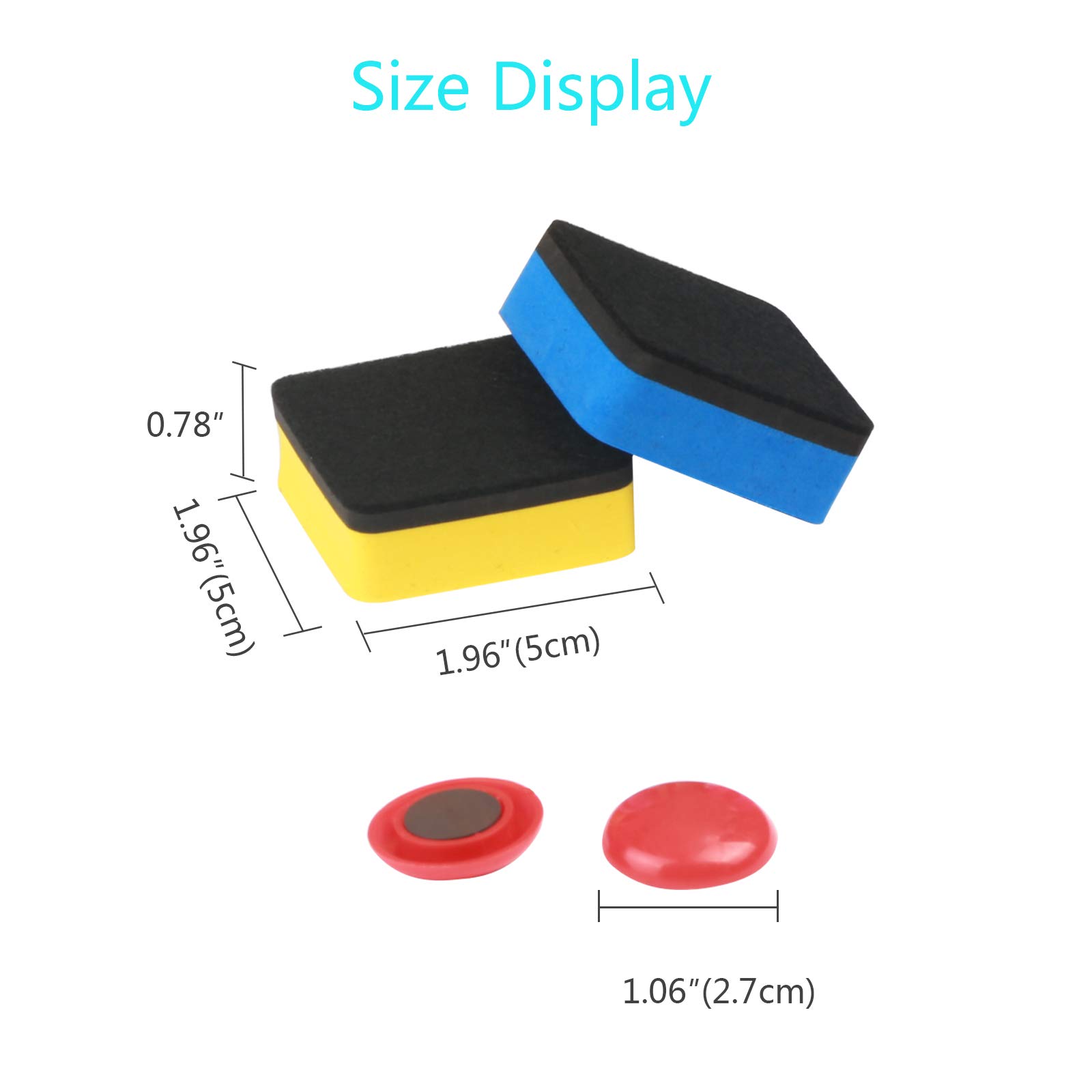 Dry Erase Eraser,LANMOK 36pcs Square Whiteboard Erasers Magnetic Erase with 12pcs Magnet Buttons for Kids Teachers Home Classroom Office