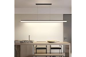MIKERU Modern Linear Pendant Light, 39IN Modern Chandelier with Remote Control 3000k-6500K Adjustable Color Temperature，Aluminum Island Lighting Lamp for Dining Room, Living Room