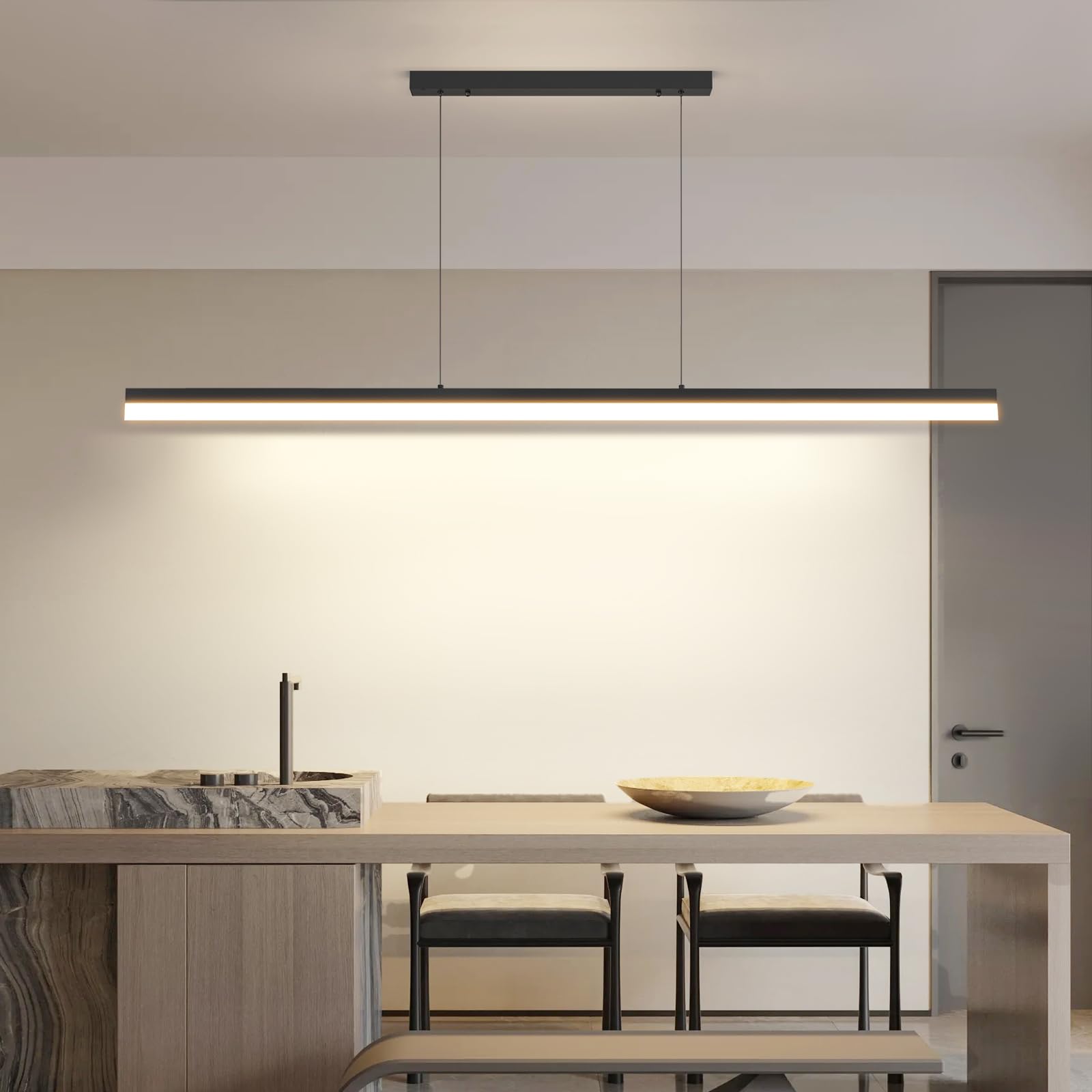 Photo 1 of Modern LED Linear Pendant Light, 31IN Ceiling Chandlier Light Fixtures Hanging with Remote Control 3000k-6500K Adjustable Color Temperature Island Light for Dining Room, Kitchen