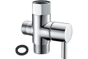Wexecon G1/2" 3 Way Bathtub & Shower Head Diverter Valve with Chrome Finish Solid Brass Dual Shower Head Adapter for Handheld and Fixed Spray Head-Shower Head Replacement Parts-Hexagonal Cap (C)
