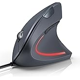 TECKNET Wired Mouse, Comfortable Ergonomic Mouse with 6400 DPI | Plug &amp; Play, 4-Level Adjustable DPI, Silent Click, Vertical Mouse Compatible with Laptop/PC/Windows/Chromebook