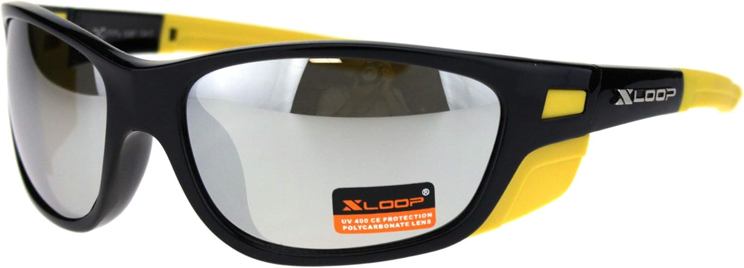 Xloop anteojos de sol de plástico para hombre, diseño ovalado, Black