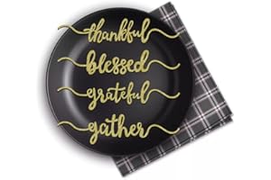 Thanksgiving Plate Cards, Thanksgiving Table Decorations Grateful Thankful Blessed Gather Place Cards Plate Sign for Home Par