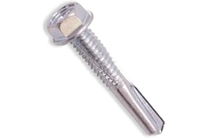 JUFAY U-Turn Fasteners Self Tapping Screws - #12-24 x 1-1/4" Hex Washer Head Self-Drilling Tek Screw Zinc Plated Steel for Attaches Sheet Metal Steel or Steel to Metal | (Pack of 250)