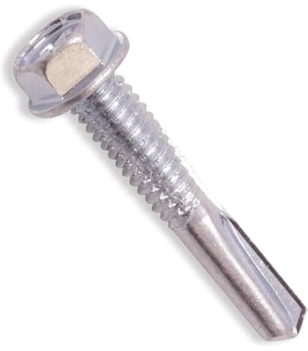 400 Tornillos Autoperforantes De Acero Con Cabeza Hexagonal TEK 5 - 12-24 X 1-1/2 Pulgadas, Acabado Zincado