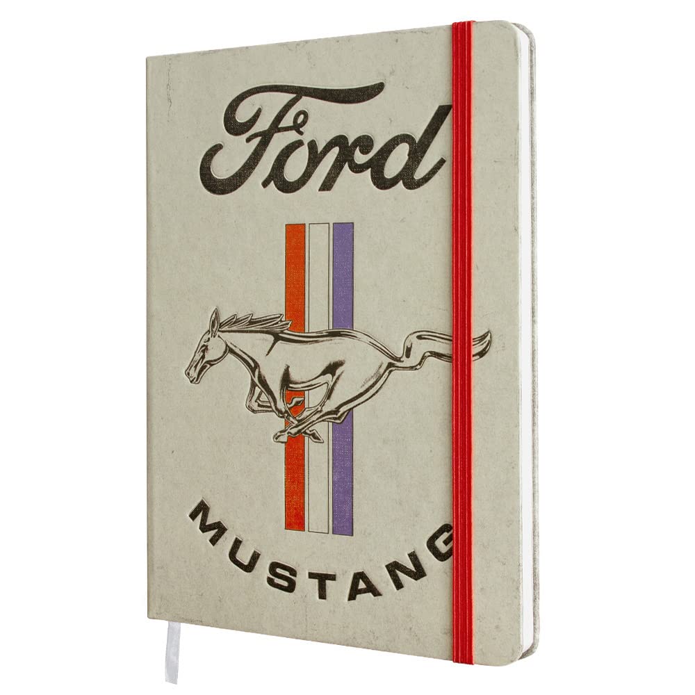 Nostalgic-Art Retro Notebook A5 Ford Mustang - Horse & Stripes Logo - Gift Idea for Ford Accessories Fans, Bullet Journal Dotted, Vintage Design