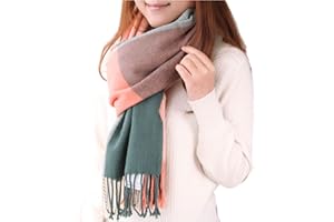 Wander Agio Women's Fashion Long Shawl Big Grid Winter Warm Lattice Large Scarf