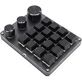 PUSOKEI Custom Keypad, 16 Key Programmable Macro Pad with 3 knobs, Mechanical Keyboard with LED Backlit, Red Switch, Wired USB C Gaming Keyboard for PC Laptop (Black)