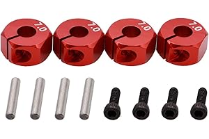 Treehobby 4PCS Aluminum 12mm hex hubs adapters 7mm Thickness Compatible with 1:10 HSP HPI Redcat traxxas RC Buggy Slash 4wd etc(Red)