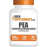 BulkSupplements.com Palmitoylethanolamide Capsules - Pea Supplement, Palmitoylethanolamide 600mg for Immmune Support - Gluten Free, 1 Capsule per Serving, 180 Capsules (Pack of 1)