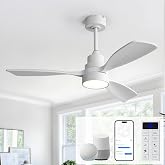 Sofucor 48 Inch Smart Ceiling Fan with Lights, Compatible with Alexa/Google, Quiet DC Motor, Remote Control, 6-Speed Solid Wood Indoor Outdoor Ceiling Fan for Bedroom Living Room Patio
