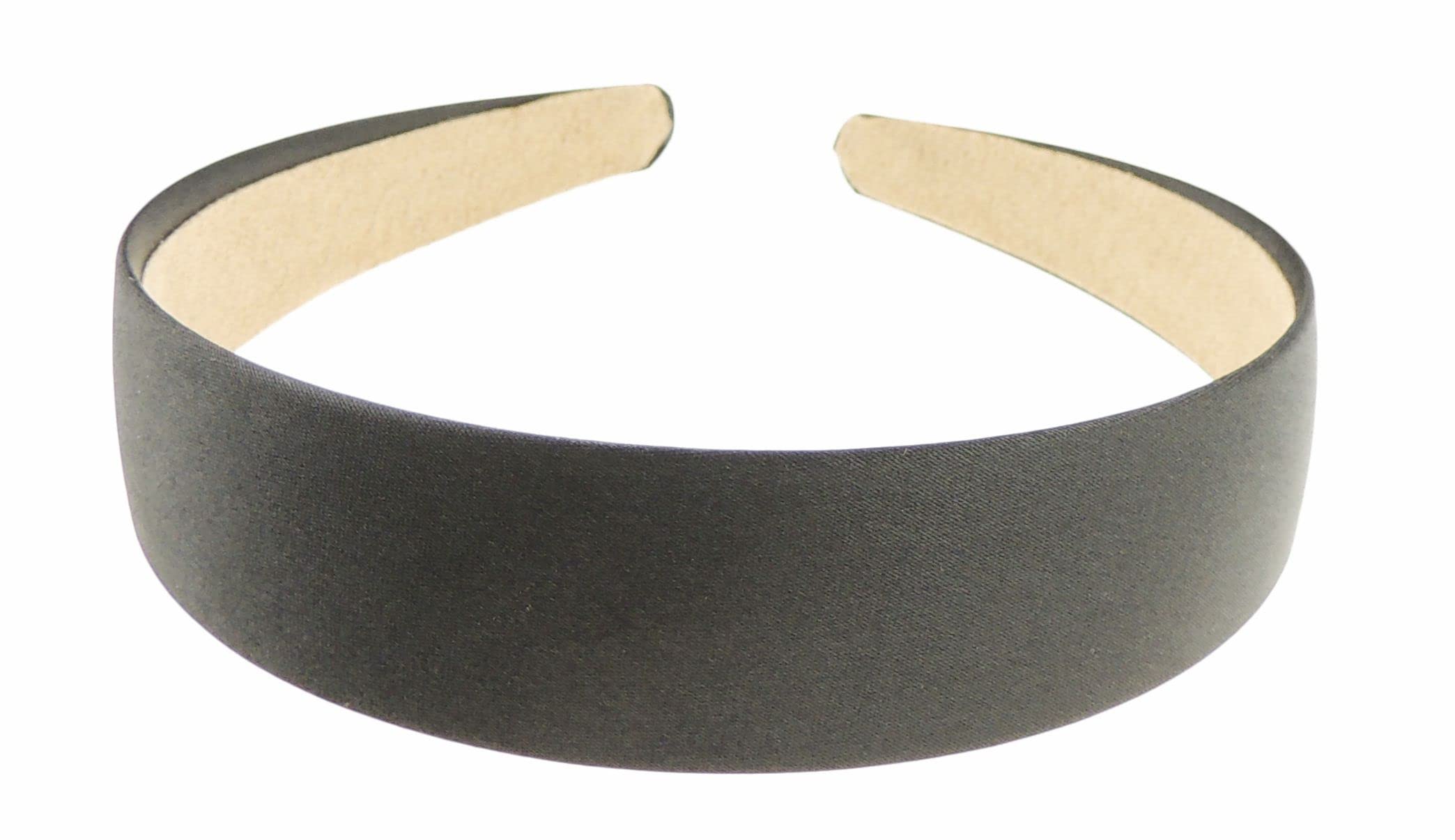SMALL HEAD Ladies Girls 3cm Satin Wide Headband Alice Band (Black)