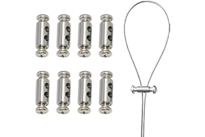 Cable Clamp 8-Pack Dual Hole Wire Rope Clamps with 16 Screws, Fits 1-2mm Cables, 10mm Length, Durable Chrome-Plated Brass & N