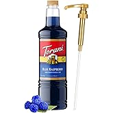 Torani Blue Raspberry Syrup 1 Liter Bottle with Pump Dispenser – Flavored Syrup with Pure Cane Sugar & Natural Ingredients – Perfect for Snow Cones, Shakes, Cocktails & Desserts