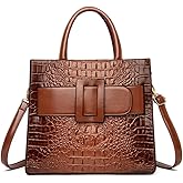 GJGJTER Vintage Top-handle Handbags Purse Satchel for Women PU Crocodile Pattern Tote Commuter Bag Crossbody Shoulder Bag