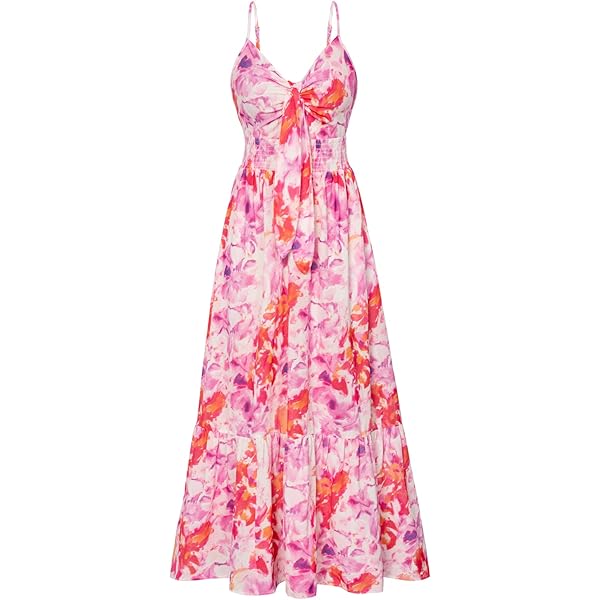 GRACE KARIN 2024 Summer Women's Criss Cross Halterneck Sleeveless Floral  Print Flowy A Line Maxi Dress Beige Blue S at Amazon Women's Clothing store
