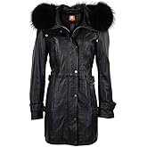 Black Glossy Genuine Leather Long Coat For Women, Lambskin For Sale On Amazon