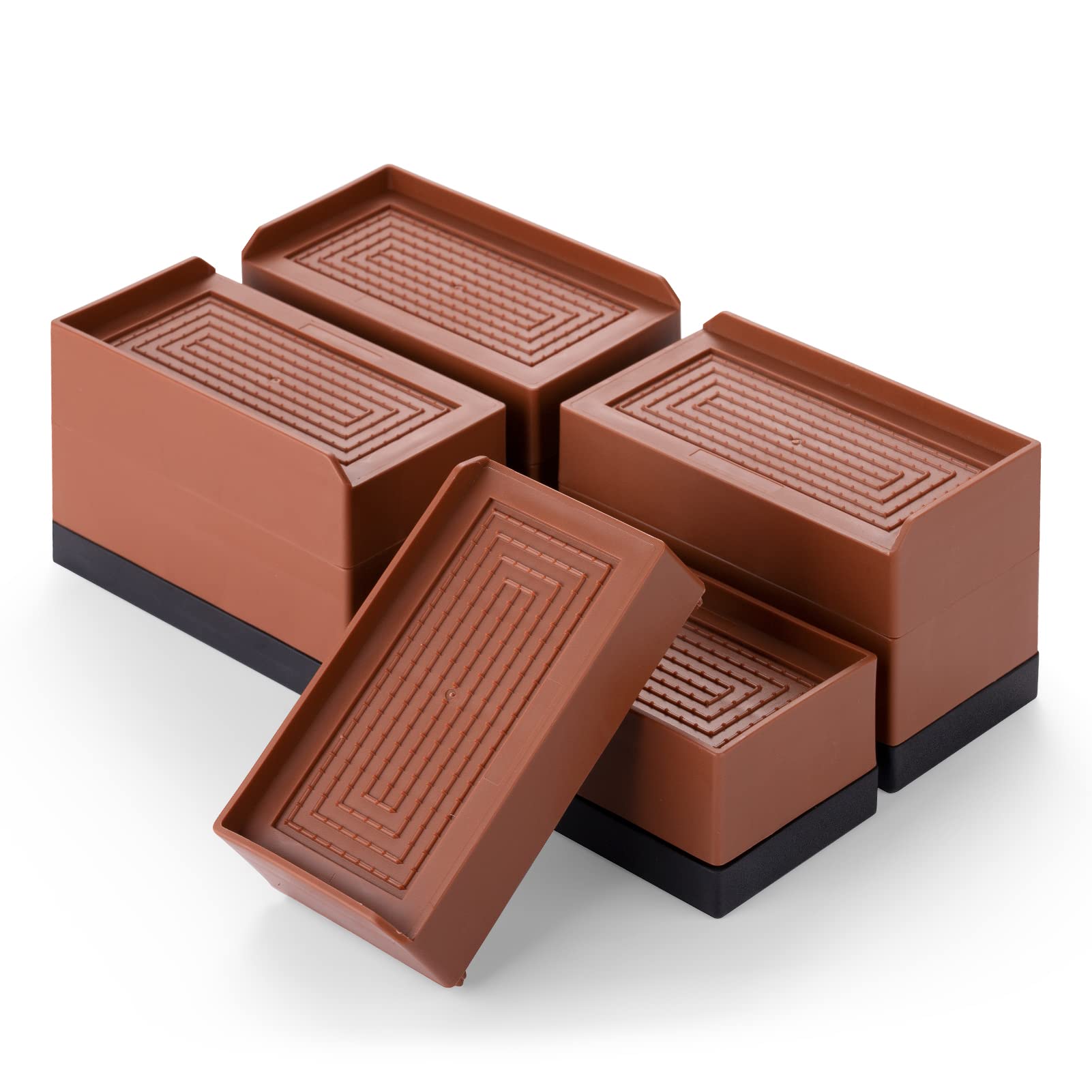 INOVASHON Bed Risers 4pcs, 3 Inch Non-slip Sofa Risers, Furniture Raising Blocks with Space Saving, Stackable Heavy Duty Desk Riser, Chair Leg Extenders up to 1100lb, for Square Furniture Leg — image 1