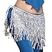 MUNAFIE Women's Belly Dance Hip Scarf Performance Outfits Skirt Festival Clothing Silver,One Size