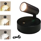 Spot Lights Indoor, Rechargeable Plant Spotlight Indoor, 360&deg; Rotate Wireless LED Uplighting, Battery Powered Ceiling Spotlight for Artwork Painting Tree Plant Picture Lights Wall Light (Black)
