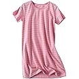 Uobzyaq Girl's Stripes Nightgowns Cotton Sleep Shirts Sleepwear Princess Nightdress
