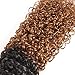 Feelgrace Hair 8A Brazilian 2 Tone Ombre Color Kinky Curly Hair 3 Bundles with 4X4 Closure Ombre Color Free Part Lace Closure with Virgin Remy Human Curly Hair Bundles Extensions(18 20 22+16)