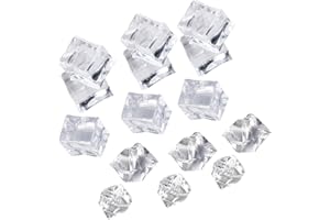 KALLORY 20pcs Large Reusable Fake Ice Cubes Photography Props Plastic Ice Blocks for Drink Display