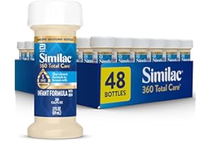 Similac 360 Total Care Infant Formula, Has 5 HMO Prebiotics, Our Closest Prebiotic Blend to Breast Milk, Non-GMO, Baby Formula, Ready to Feed, 2-fl-oz Bottle, Pack of 48