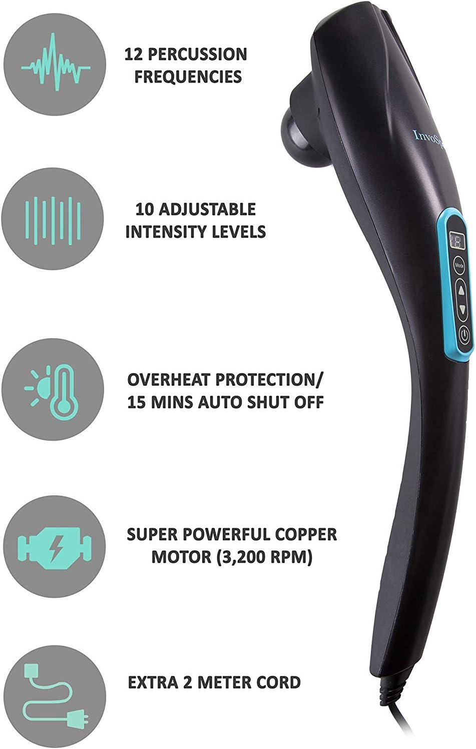 Handheld Percussion Back Massager - for Deep Tissue Massage - Electric Neck, Shoulder, Leg & Foot Massager, Muscle Circulation Pain Relief - Full Body Massage Wand - Portable for Home & Office Gift: Health & Personal Care