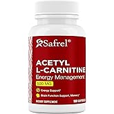 Safrel | Acetyl L-Carnitine (ALCAR) | 500 mg | Capsules | 180 Count | Brain, Energy Support | Cognitive Function, Cellular Energy