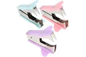 Beavorty 3 Pcs Mini Macaron Staple Remover Set, Manual Staple Puller Office Tool in Purple Pink Green,
