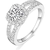 TIGRADE 2CT Wedding Band for Women Cubic Zirconia Engagement Ring Bridal Halo CZ Promise Anniversary Ring Size 3-12