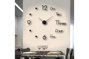 Zerodis Modern Wall Clock, 3D DIY Wall Clock Silent Acrylic Unique Decorative Art Frameless Large Decor Sticker for Home Livi