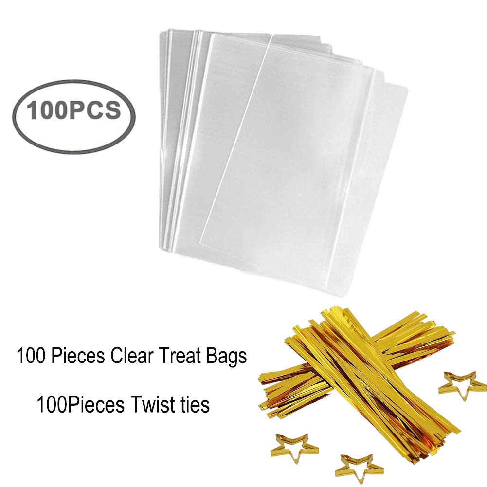 Clear Treat Bags 200 PCS (4" by 6") Cellophane Bag Party Favor Bags with 200PCS