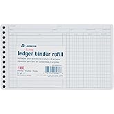 Adams® Ledger Sheets, 5" x 8", Green/White