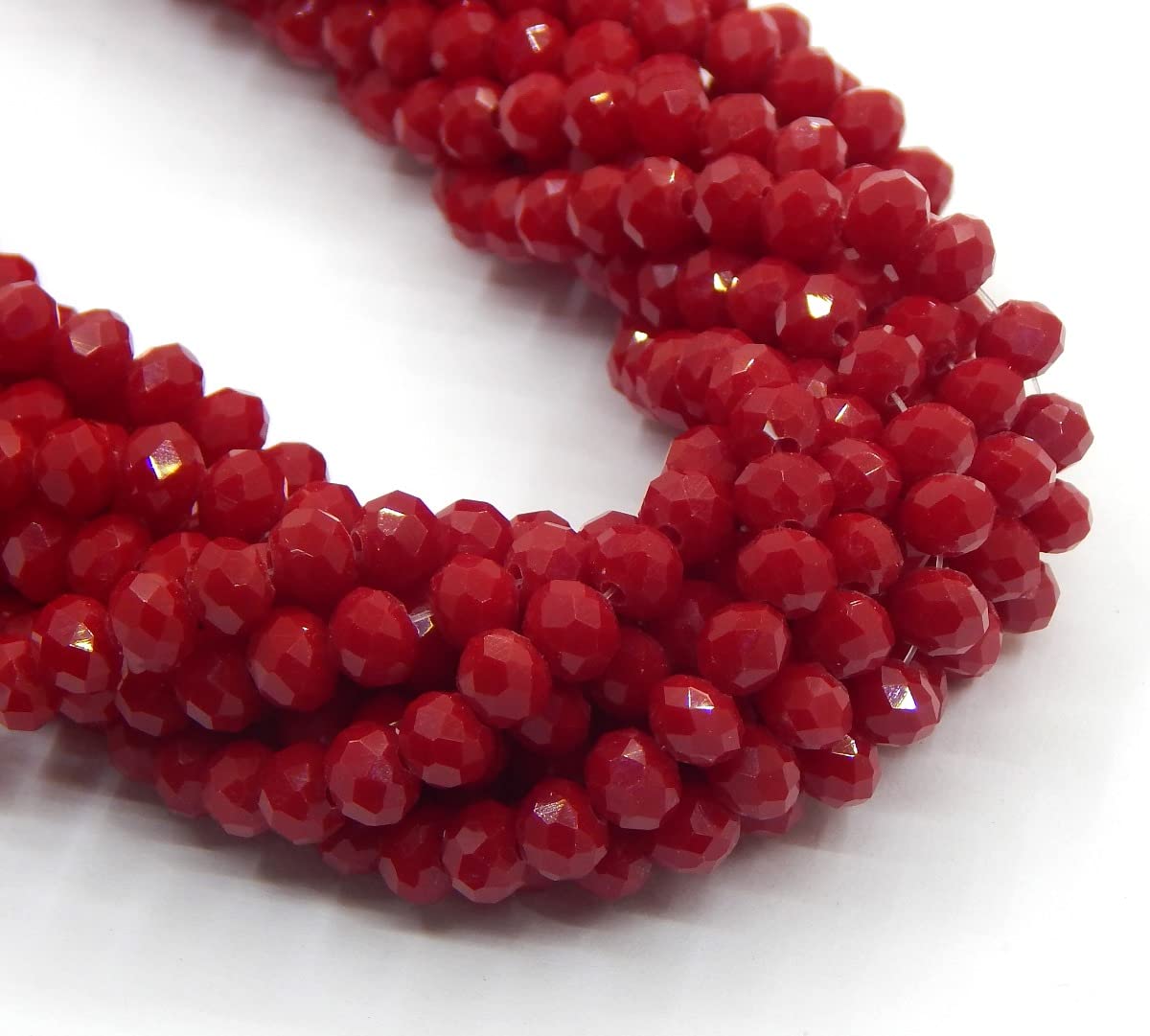Perlin Czech Bohemian Crystal Pearls 4 mm x 3 mm Rondelle Glass Beads, 120 Pieces, Bordeaux Opaque