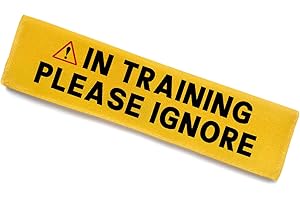 KISJO in Training Please Ignore Leash Sleeve, Funny Yellow Dog Alert Hanging ID Patch Tag, Do Not Pet Working Leash Wrap, Pet Birthday Gifts for Dog Owners