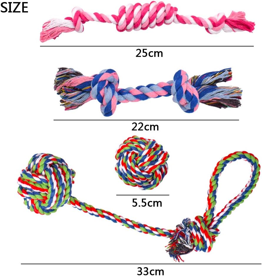 BETOY Dog Chew Toys, 4PCS Durable Dog Rope Knot Puppy Teething Cleaning Cotton Knot - Image 3