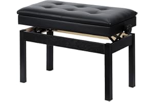 Jdfdexc Adjustable Double/Duet Piano Bench,Solid Wood Piano Chair,Waterproof Piano Seat with Storage for Music Books & Leather Cushion,Heavy Duty Piano Stool for Keyboard Piano