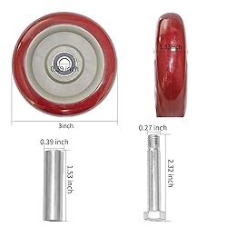 URBEST Push Cart Wheels, Heavy Duty 3 Inch PU
