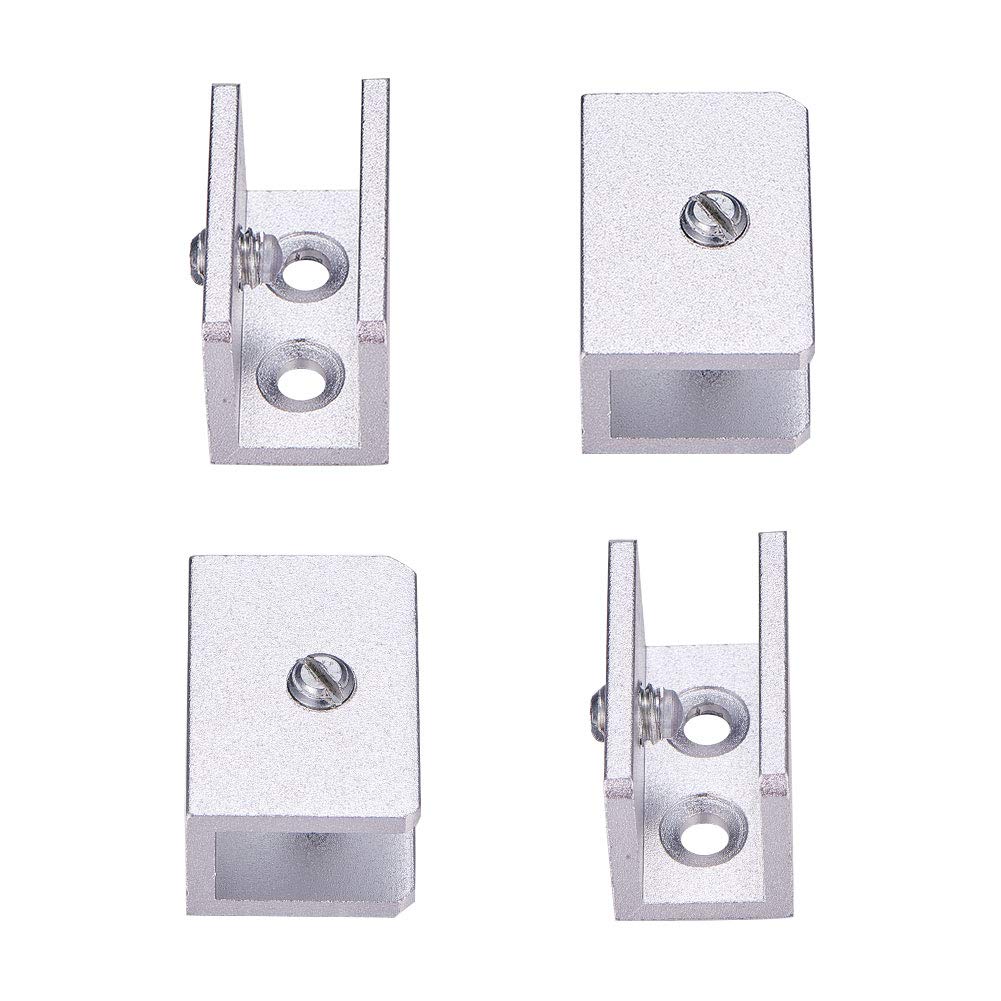 INCREWAY 4 Pack Adjustable Aluminum Alloy Glass Clip Clamp Shelf Holder Bracket Support Wall Mount for 8-12mm Thickness Glass (Rectangle)