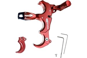 xxiaojun Composite Bow and Arrow Release, 3 or 4 Finger Hand Held Grip, Thumb Release Aluminum Alloy Assist for Compound Bow Accessory, Adjustable Sensitivity, Sports Competition. …